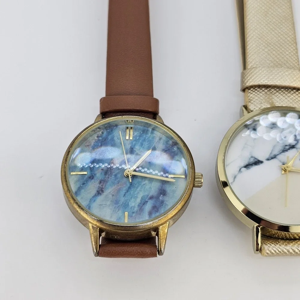 2X‎ Minimalist Women Watches 34-36MM Multicolor Dial Leather Bands NEW Battery